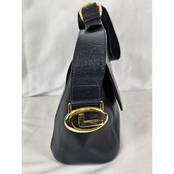 LANCEL VINTAGE BLACK LEATHER SHOULDER BAG – FRONT FLAP – MADE IN ITALY 10"x8"x4" - Picture 4 of 16